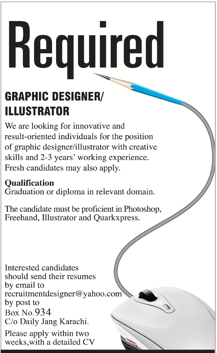 Graphic Designer/Illustrator Jobs in Karachi