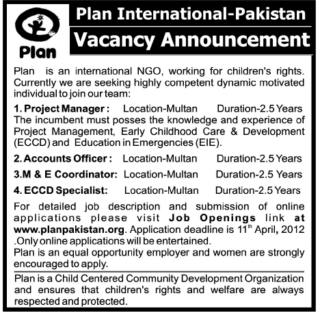 Plan International-Pakistan (NGO) Jobs