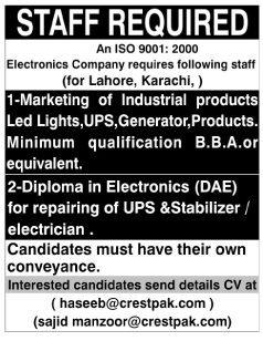 Electronics Company Requires Staff