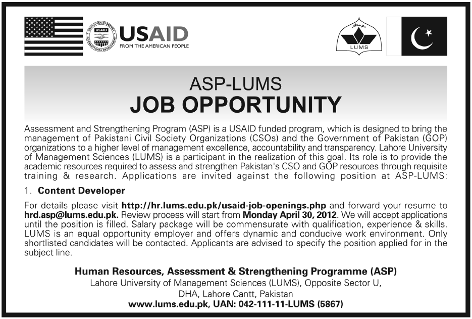 ASP (USAID Funded Program) Jobs