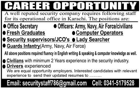 Office Staff Required at Security Company