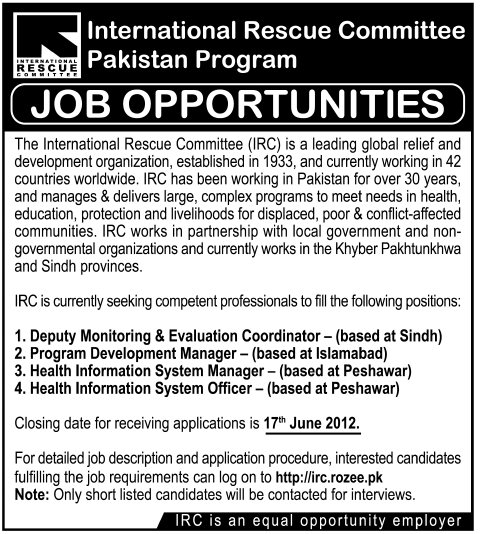 Executive Jobs Under (IRC) (International Rescue Committee)