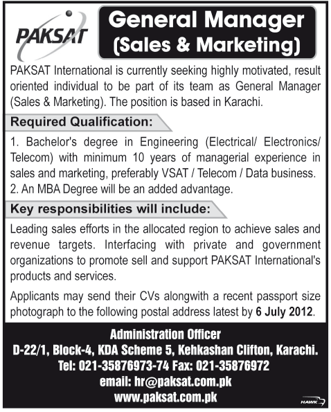 General Manager (Sales & Marketing) Required