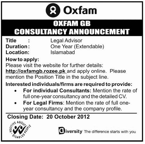 OXFAM GB Consultany Announcement