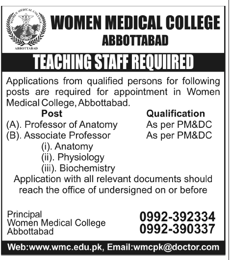 Jobs in Women Medical College Abbottabad