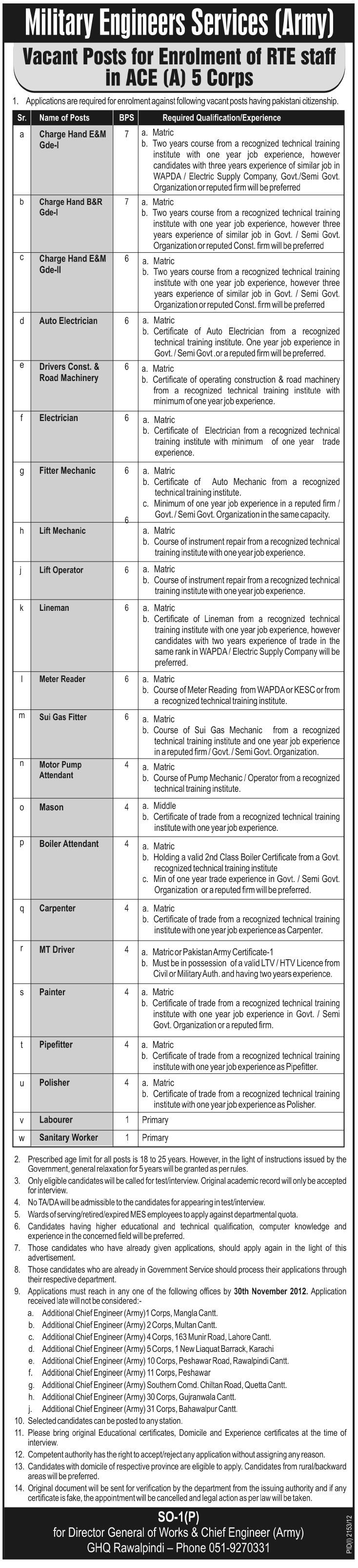 Military Engineers Services Army Jobs 2012 Army MES
