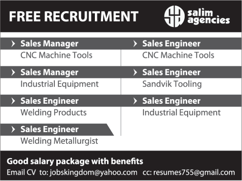 Sales & Marketing Jobs in Lahore 2013 December through Salim Agencies