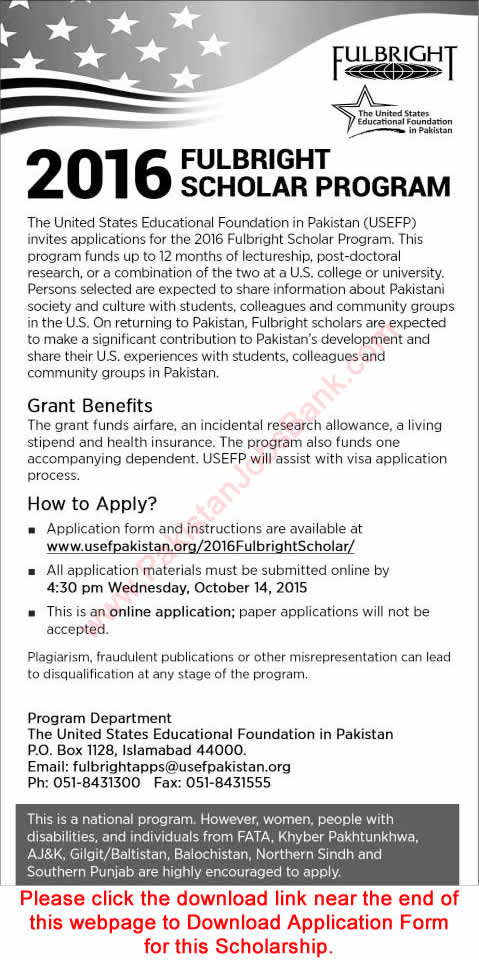 Fulbright Scholar Program 2016 Application Form Download USEFP Latest