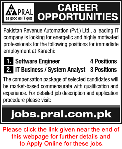PRAL Jobs May 2016 Karachi Apply Online Software Engineers & IT Business / System Analysts Latest