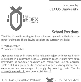 Teaching Jobs in Peshawar Jobs December 2017 / 2018 at The Edex School Latest