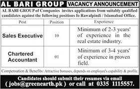 Al Bari Group of Companies Islamabad / Rawalpindi Jobs August 2018 Sales Executives & Chartered Accountant Latest