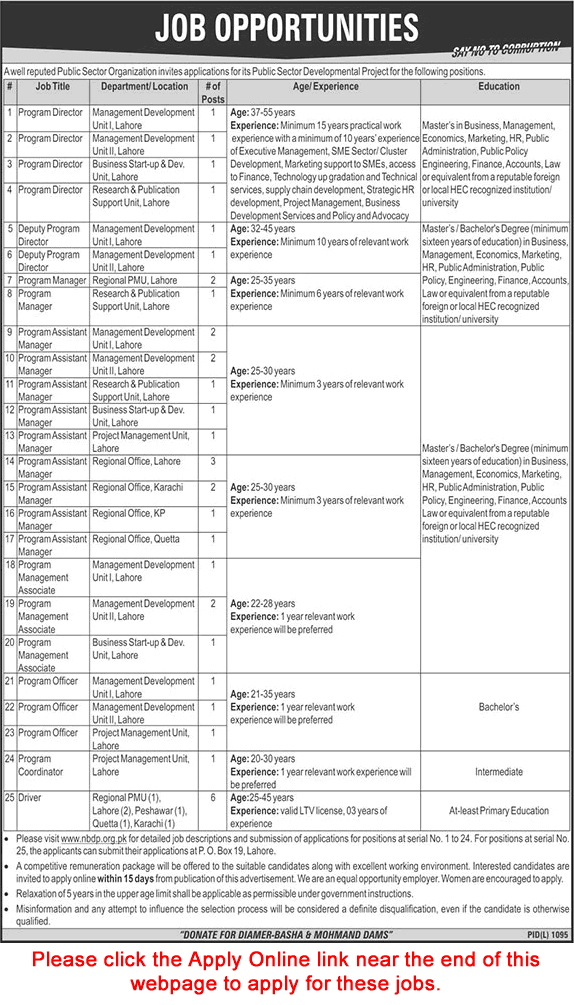 PO Box 19 Lahore Jobs 2018 October Apply Online Program Managers, Management Associates & Others Latest