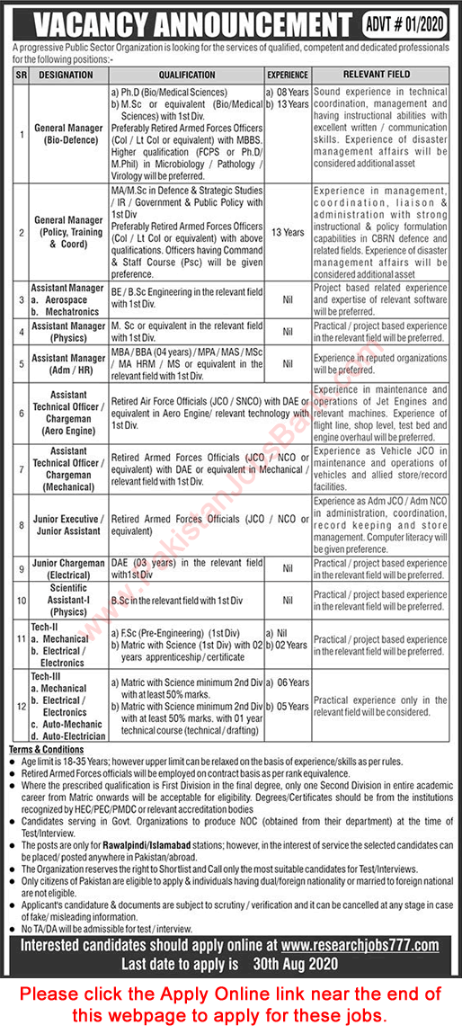 www.researchjobs777.com Jobs 2020 August Apply Online Public Sector Organization Latest