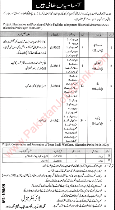 Department of Archaeology and Museum Punjab Jobs October 2021 Chowkidar, Mali & Others Latest