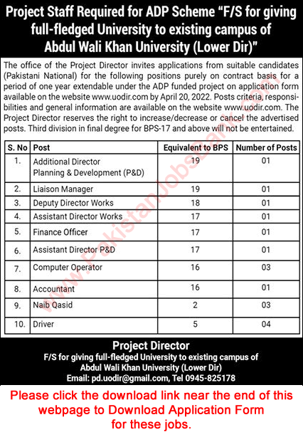 University of Dir Jobs 2022 March Application Form Drivers & Others Latest