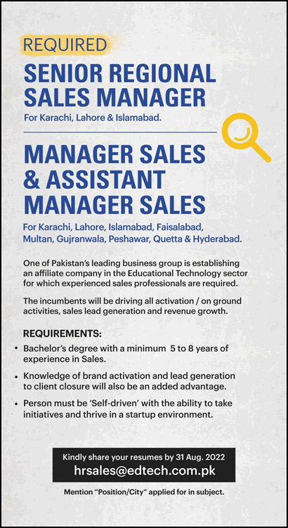 Sales Manager Jobs in Pakistan August 2022 Leading Business Group Latest