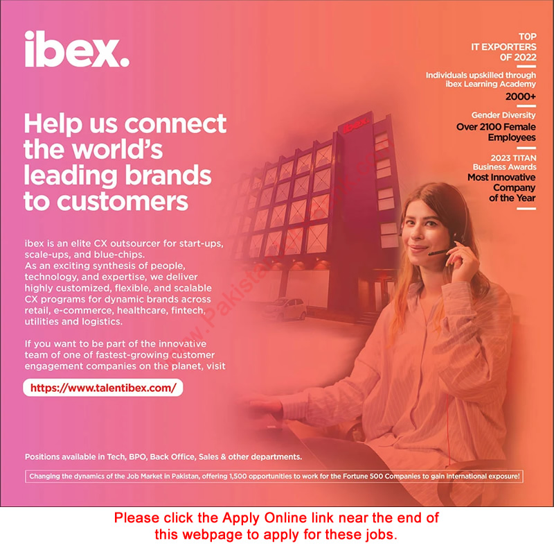 IBEX Pakistan Jobs December 2023 Apply Online Specialists & Others Latest