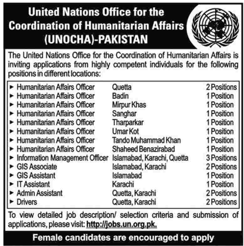 UNOCHA-Pakistan Jobs Opportunities
