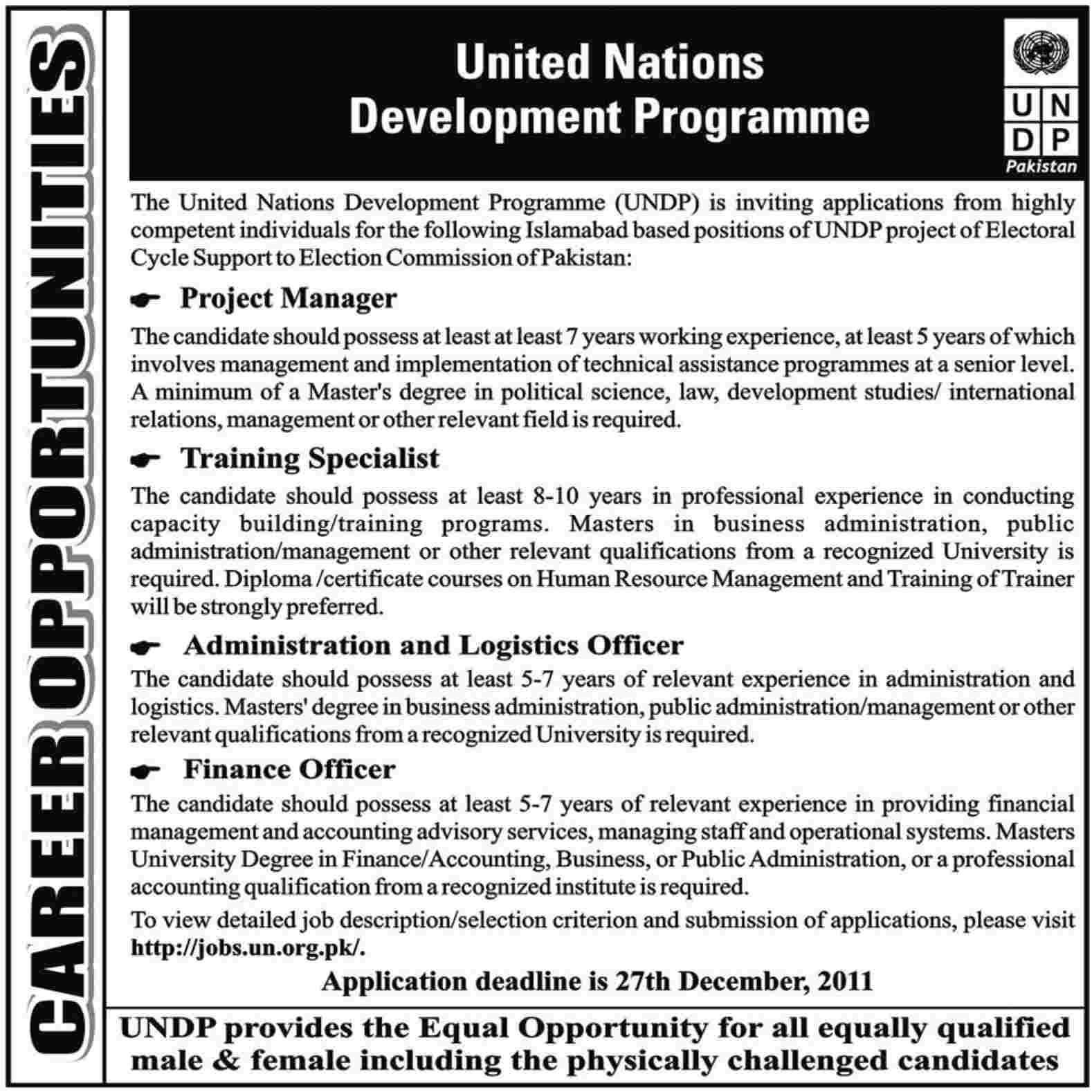 UNDP Jobs Opportunities