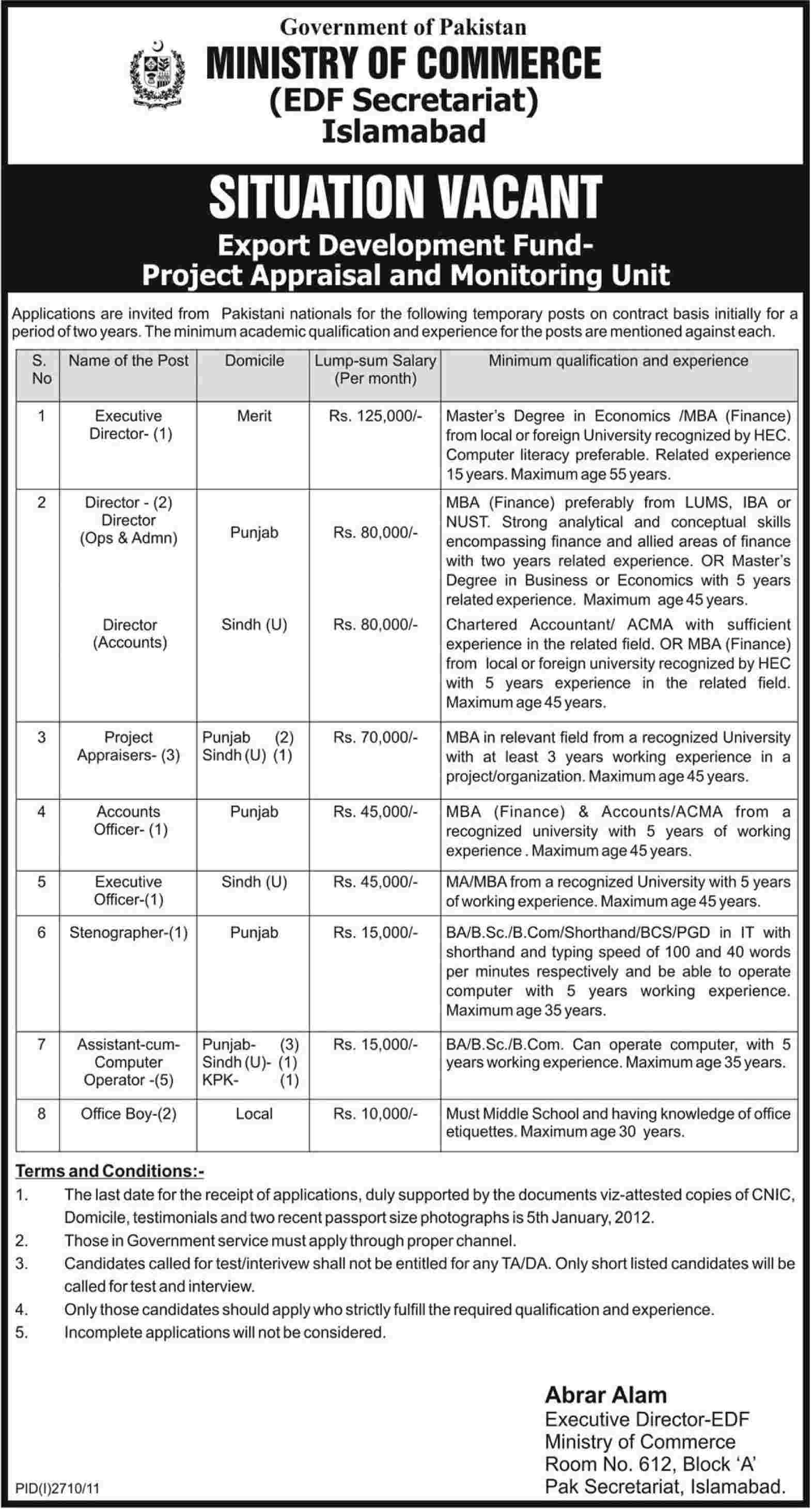 Ministry of Commerce Jobs Opportunity