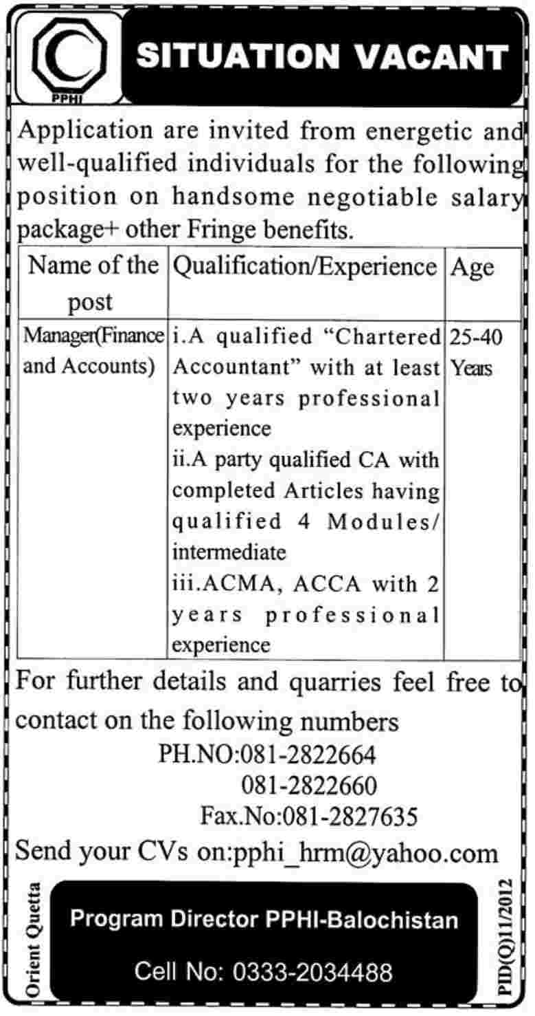 PPHI-Balochistan Job Opportunities