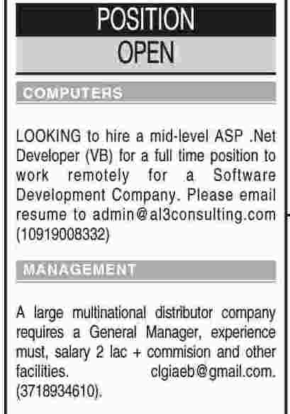 Misc. Jobs in Dawn Classified