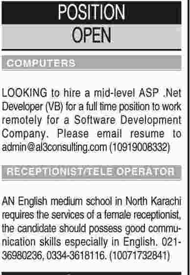 Misc. Jobs in Dawn Classified 2