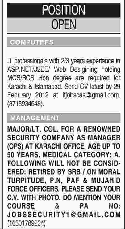 Misc. Jobs in Dawn Classified 1