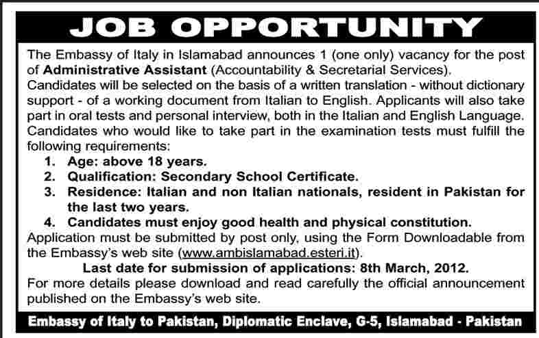 Italian embassy manila job vacancies