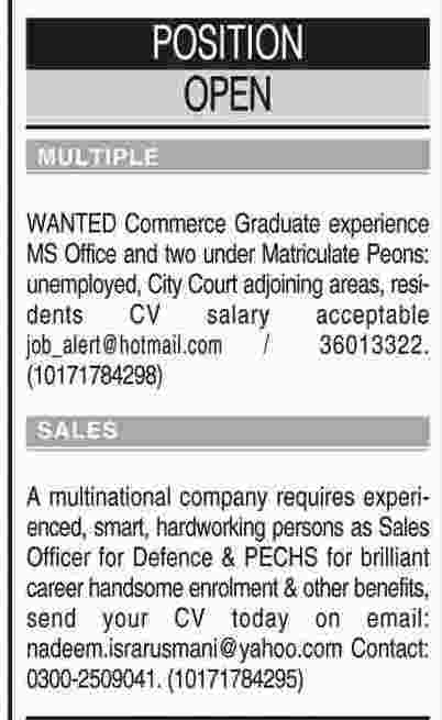 Misc. Jobs in Dawn Classified