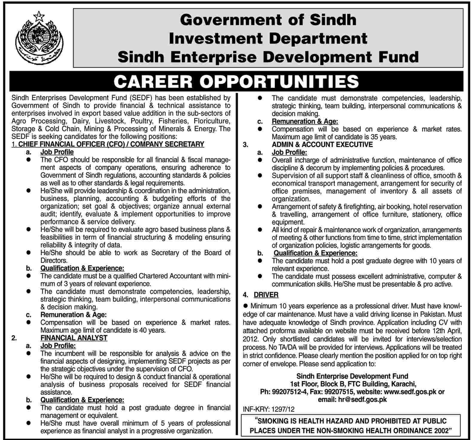 Investment Department, Government of Sindh Jobs