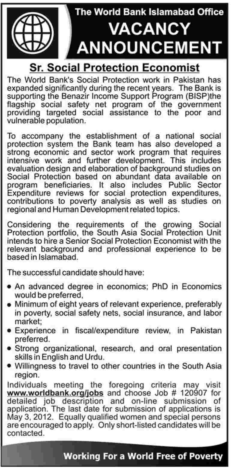 The World Bank Islamabad (Banking Sector) Jobs