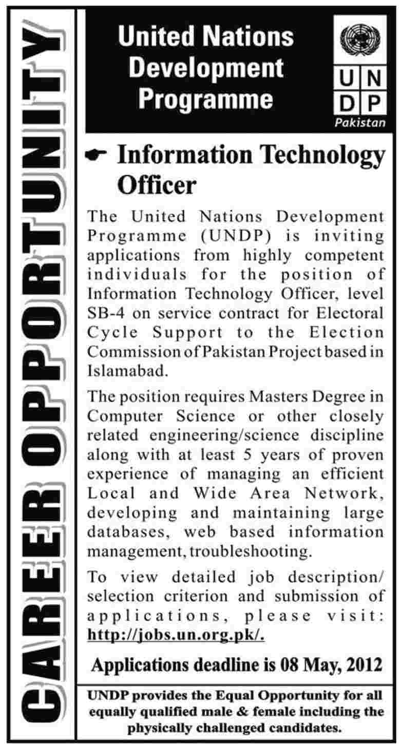UNDP (United Nations Jobs) Requires Information Technology Officer