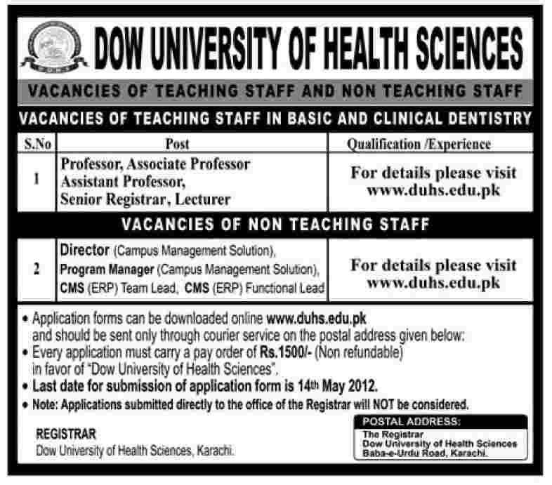 DOW University of Health Sciences Jobs