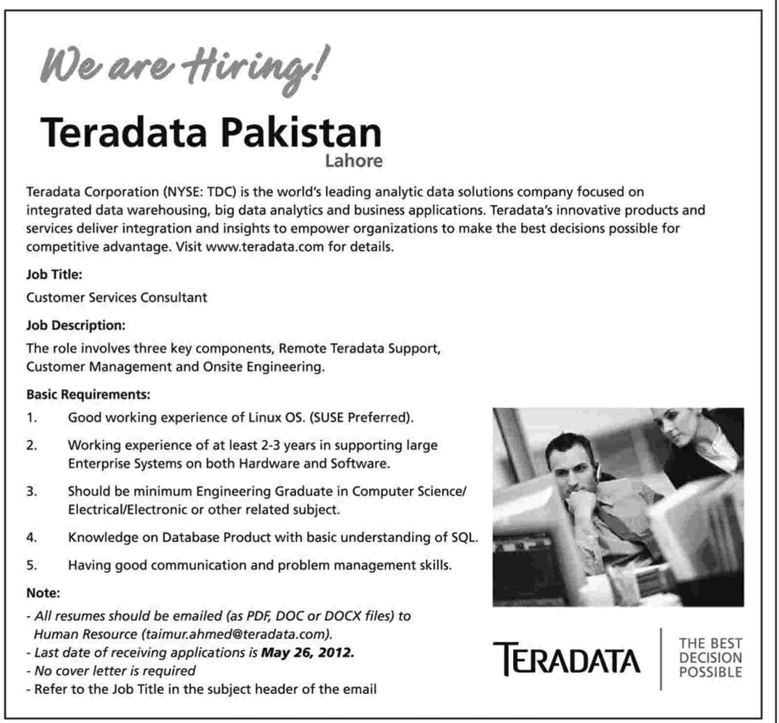 Consultant Required at Data Solution Company (Teradata)