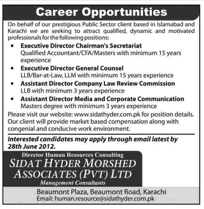 Executive Management Staff Required by a Public Sector Organization