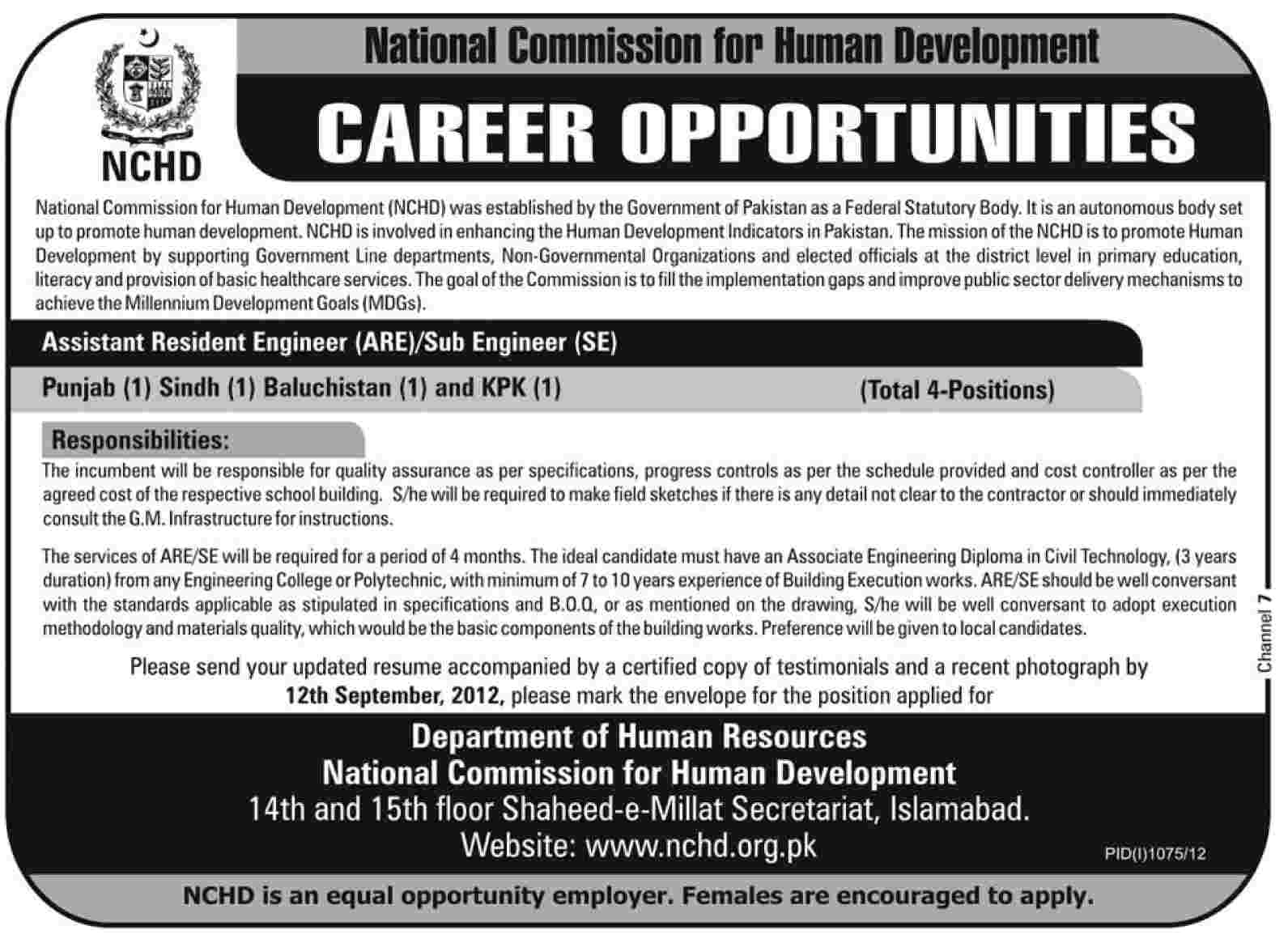 National Commission for Human Development (NCHD) Jobs (Government Jobs)