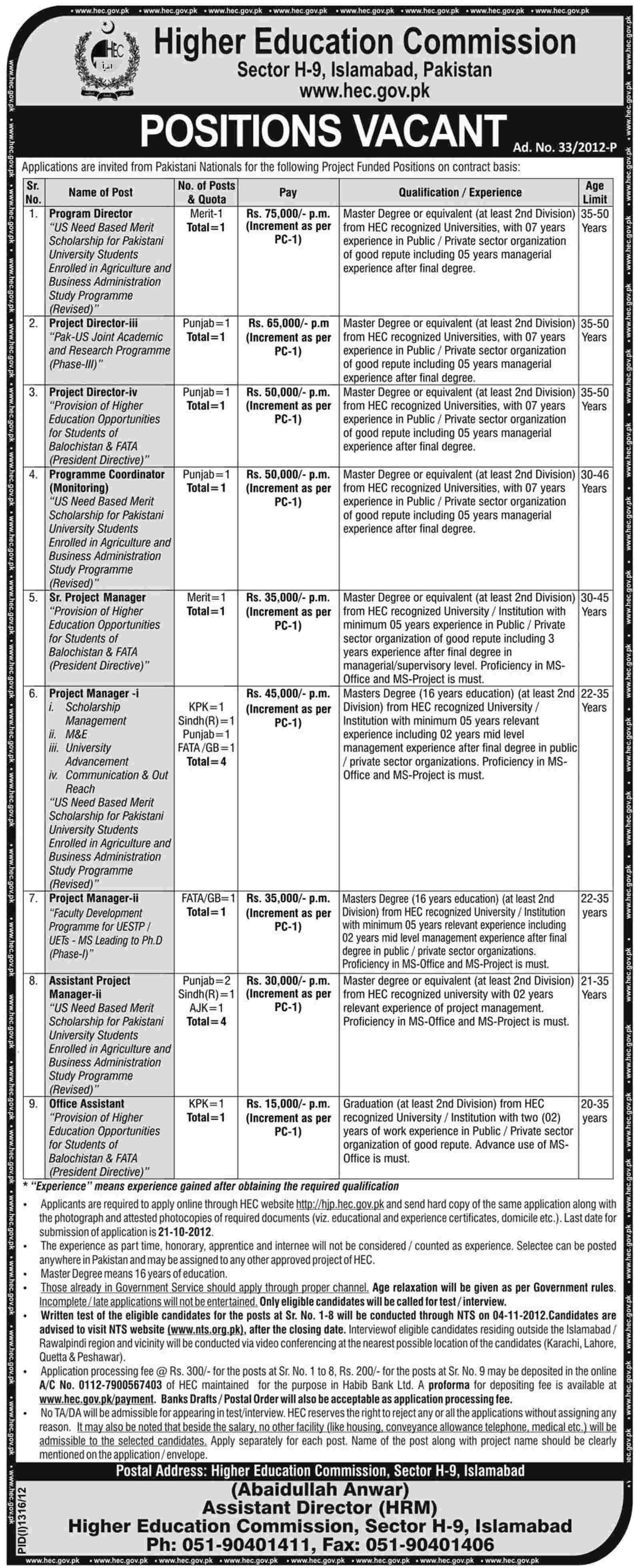 Higher Education Commission HEC Jobs (Government Job)