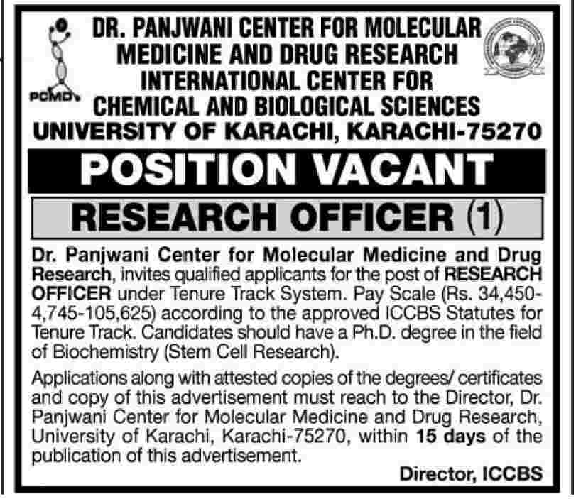 Research Officer Required Under University of Karachi (Government Job)