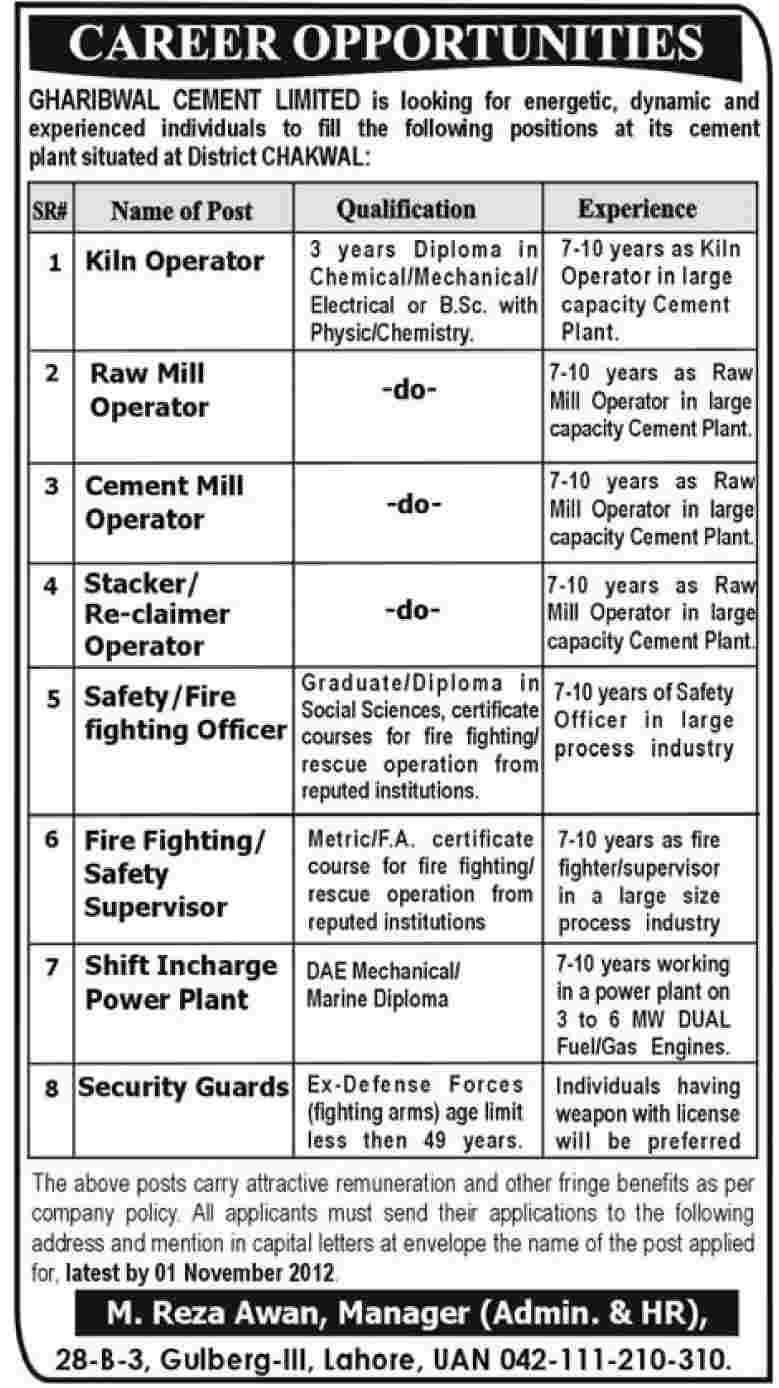 Jobs in Gharibwal Cement Limited