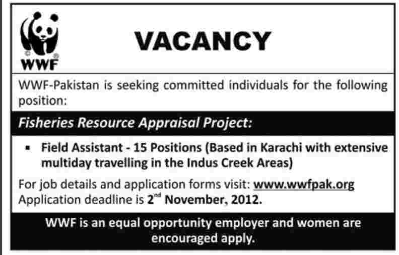 WWF Pakistan Requires Field Assistants