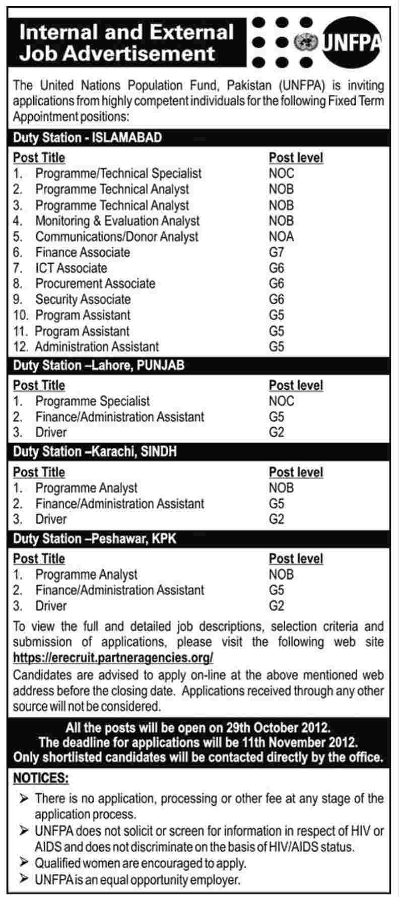 UNFPA Jobs - United Nations Population Fund Pakistan UN Jobs