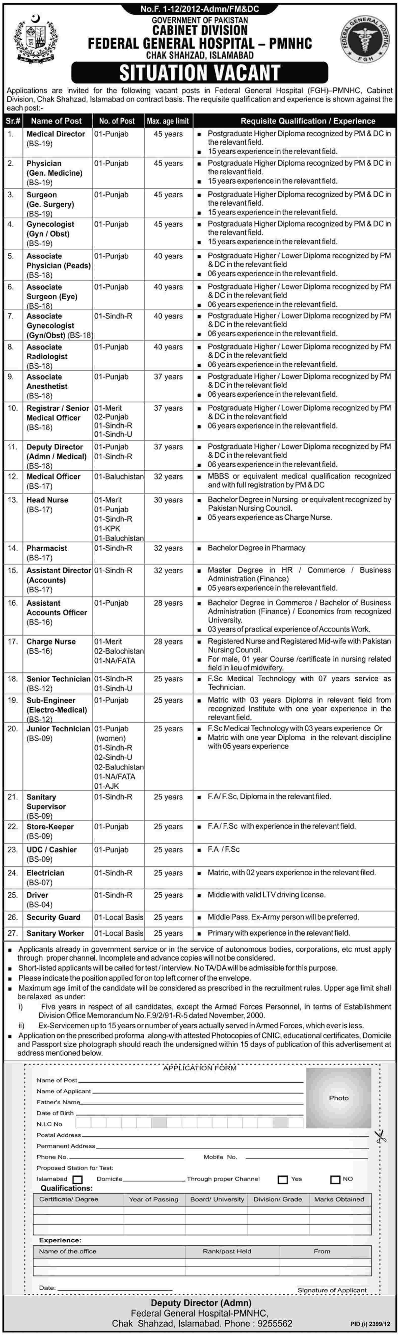 Federal General Hospital Jobs 2012