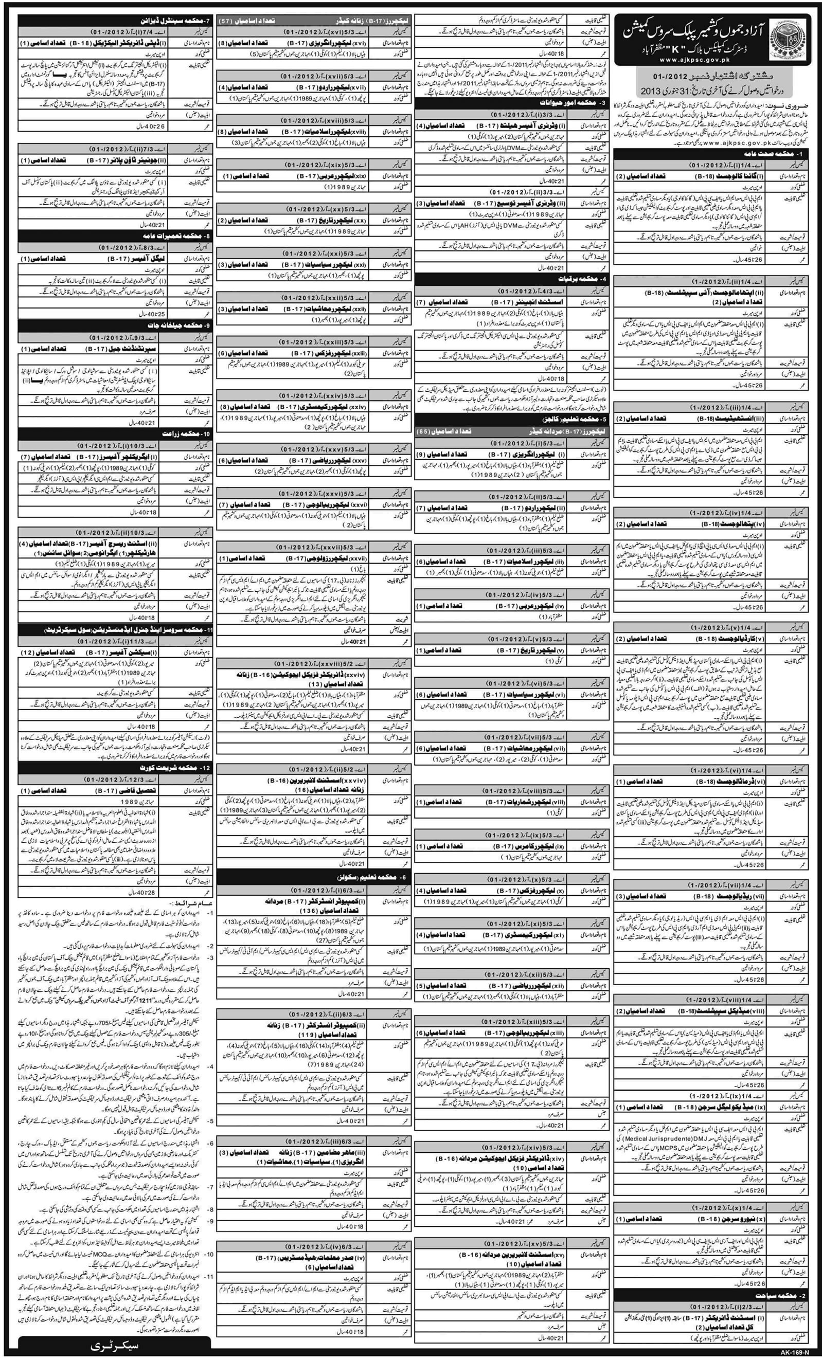 AJKPSC Jobs 2012 December Advertisement