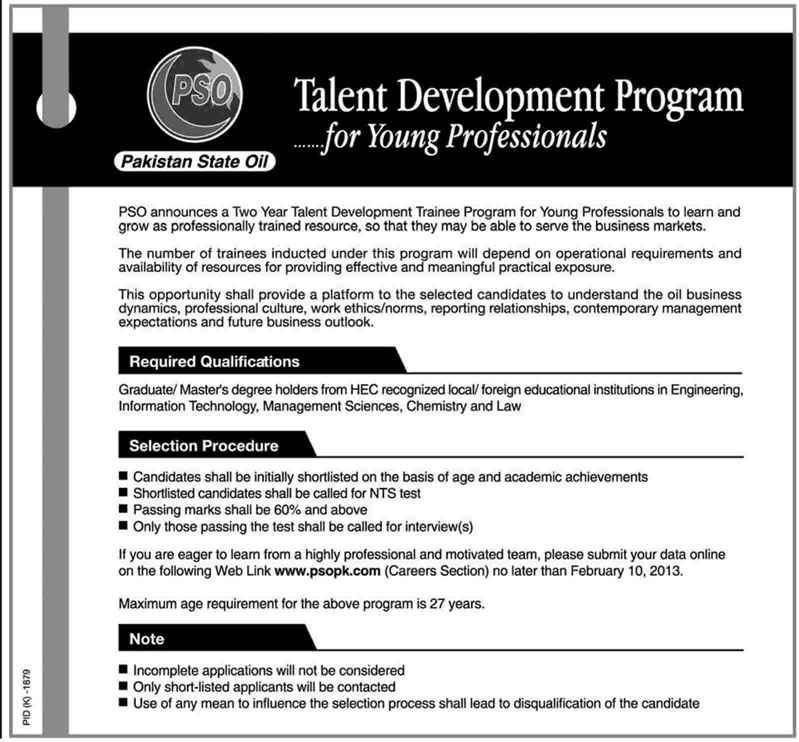 PSO Jobs 2013 Management Trainee Program Latest Ad