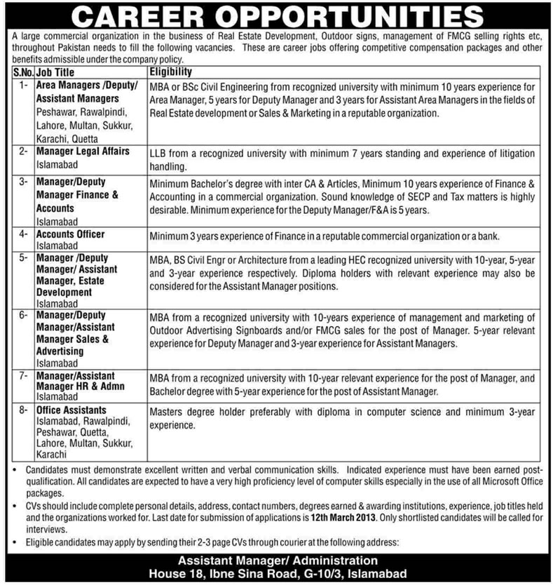 REDAMCO Jobs 2013 Pakistan Railways' Commercial Organization