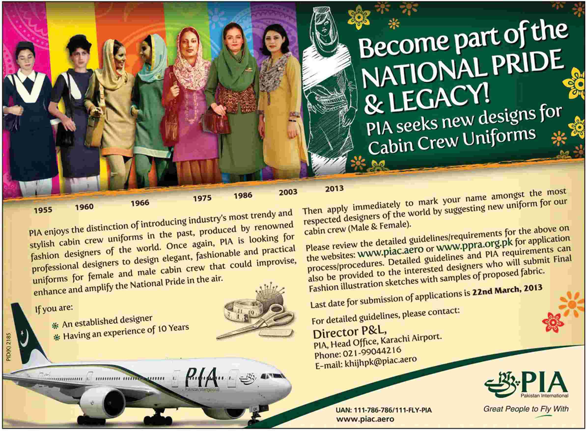 PIA Job 2013 Fashion/Dress Designer for New Cabin Crew Uniform