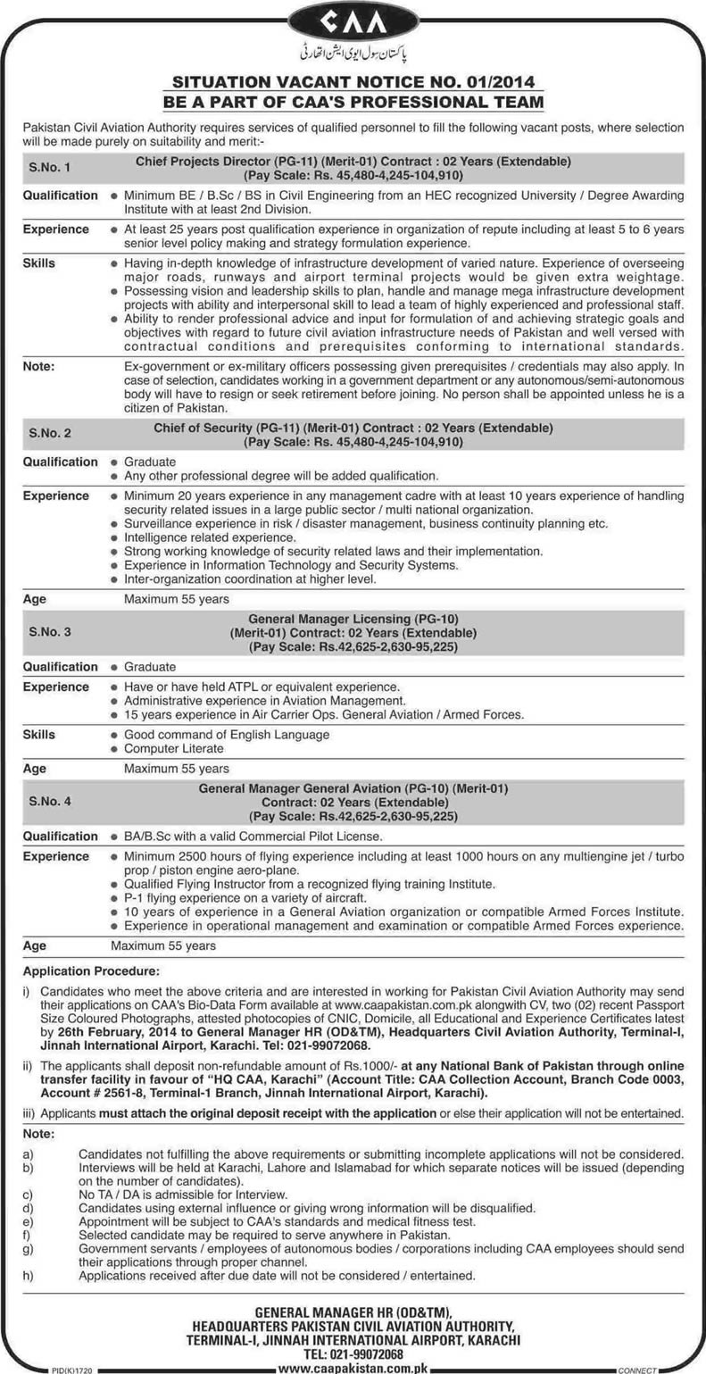 Pakistan Civil Aviation Authority Jobs 2014 Latest CAA