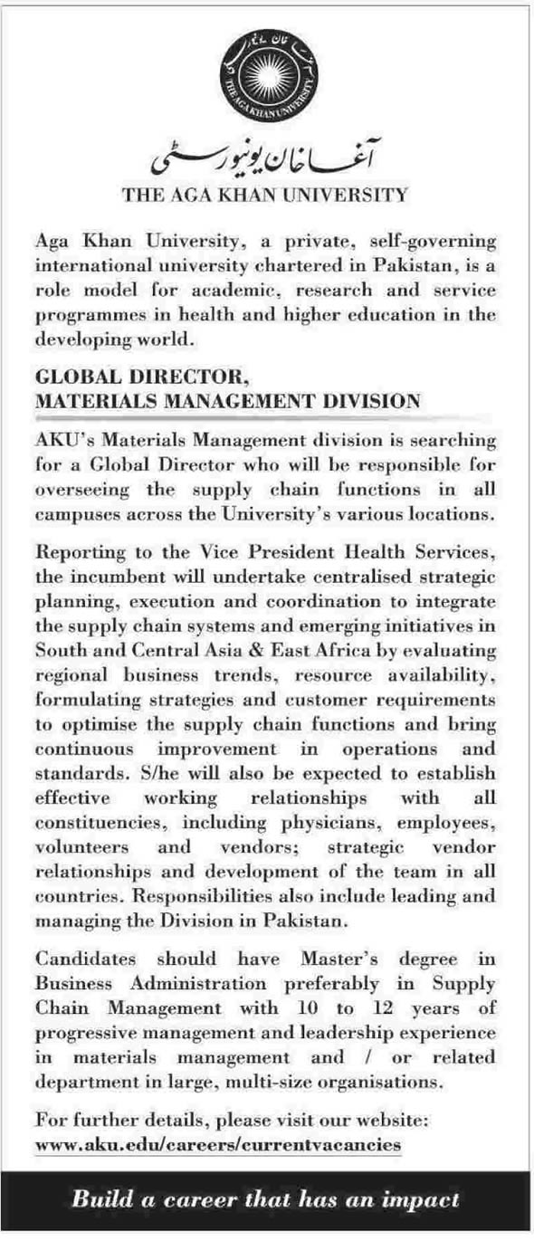 Aga Khan University Jobs 2014 June for Global Director