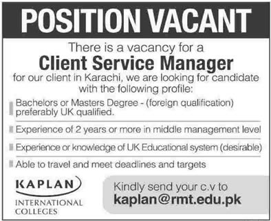 Kaplan International College Jobs 2014 June for Client Service Manager
